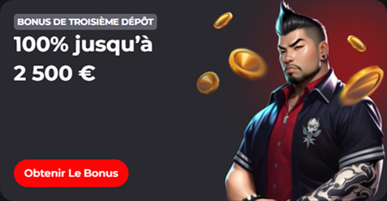 Turbowinz Casino : bonus de troisième dépôt 100% jusqu'à 2500€