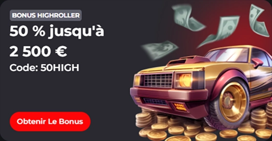 Turbowinz Casino : Bonus Highroller 50% jusqu'à 2500€ avec code 50HIGH