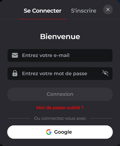 Écran de connexion Turbowinz avec champ e-mail et mot de passe