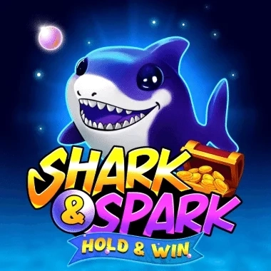 Shark & Spark Hold & Win : un requin souriant, un coffre au trésor rempli d'or